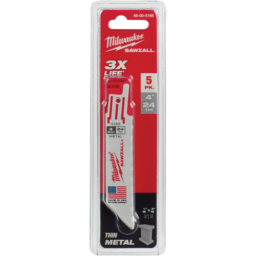Lames de scie alternative Sawzall, Bim&eacute;tal, 24 Dents par pouce, 4" lo x 3/4" la Duraquip Inc