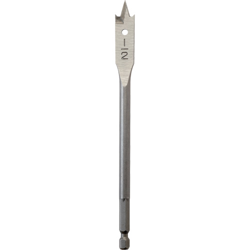 Flat Boring Bit, 1/2" Diameter, 1/4" Hex Shank, 6" Length Duraquip Inc