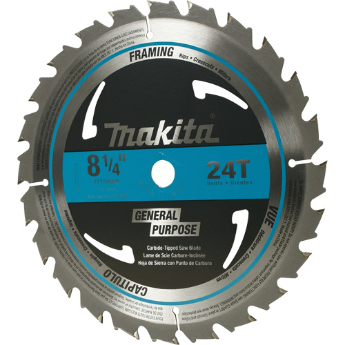 Lame de scie circulaire pour charpente &agrave; pointes au carbure, 8-1/4", 24 dents, Pour Bois Duraquip Inc