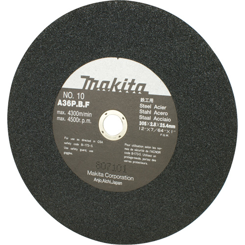 Abrasive Wheel for Cut Off Saws & Angle Cutters, 12" x 7/64", 1" Arbor, 4500 RPM Duraquip Inc