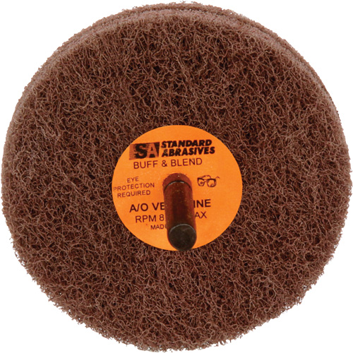 Meule de polissage et lissage Buff & Blend de 2 plis Standard Abrasives, 3" dia. x 2" la, Arbre 1/4", Oxyde d'aluminium Duraquip Inc