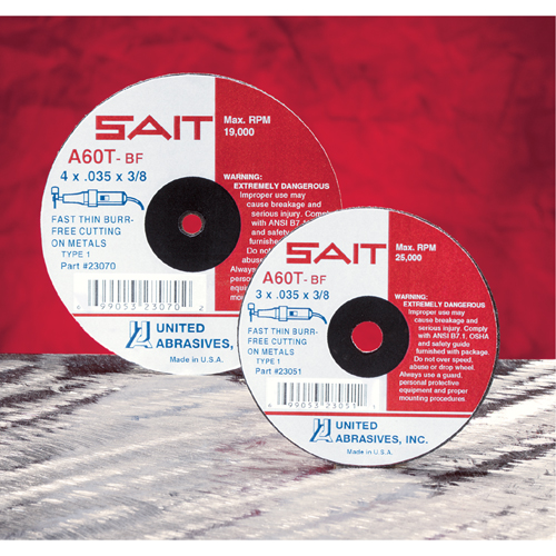 Meule &agrave; tronçonner, 5" x 0,045", Arbre de 7/8", Type 27, Oxyde d'aluminium/C&eacute;ramique, 12 200 Tr/min Duraquip Inc
