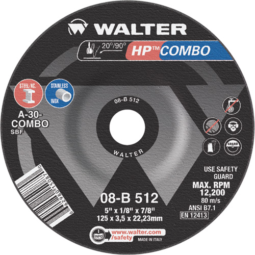 Meule combin&eacute;e HP Combo &agrave; moyeu d&eacute;port&eacute;, 5" x 1/8", Arbre de 7/8", Type 27 Duraquip Inc