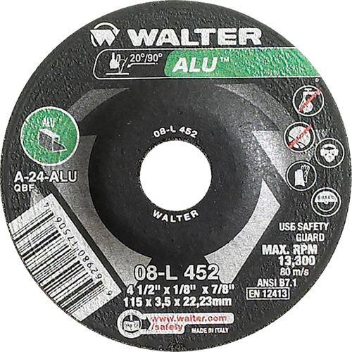 Meules &agrave; moyeu d&eacute;port&eacute; - Aluminium type 27, 4-1/2" x 1/8", Arbre de 7/8", Type 27 Duraquip Inc