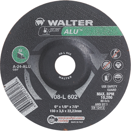 Depressed Centre Grinding Wheels - Aluminium Type 27, 6" x 1/8", 7/8" Arbor, Type 27 Duraquip Inc