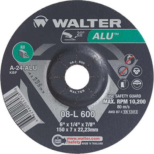 Meules en aluminium &agrave; moyeu d&eacute;port&eacute;, 6" x 1/4", Arbre 7/8", Type 27 Duraquip Inc