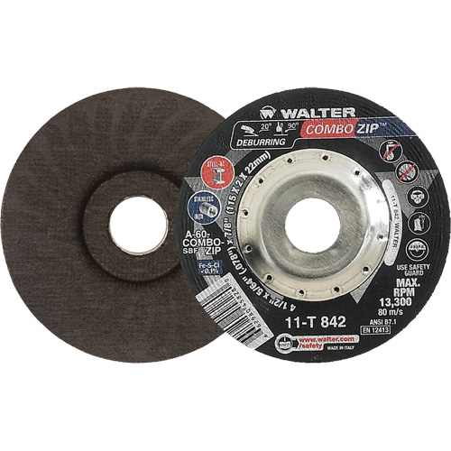 Meules &agrave; tronçonner renforc&eacute;es pour meuleuse &agrave; angle droit - Combo Zip, 4-1/2" x 5/64", Arbre de 7/8", Type 27 Duraquip Inc