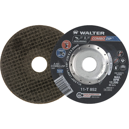 Meules &agrave; tronçonner renforc&eacute;es pour meuleuse &agrave; angle droit - Combo Zip, 5" x 5/64", Arbre de 7/8", Type 27 Duraquip Inc