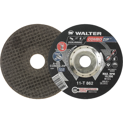Meules &agrave; tronçonner renforc&eacute;es pour meuleuse &agrave; angle droit - Combo Zip, 6" x 5/64", Arbre de 7/8", Type 27 Duraquip Inc