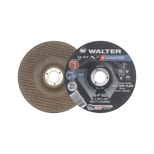 XCAVATOR Grinding Wheel, 6" x 1/4", 7/8" Arbor, Zirconium, Type 27 Duraquip Inc