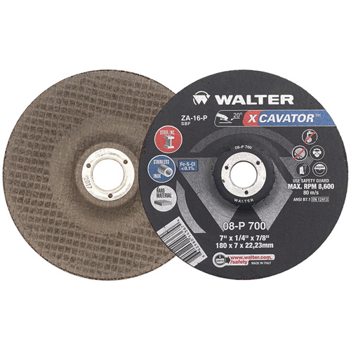 XCAVATOR Grinding Wheel, 7" x 1/4", 7/8" Arbor, Zirconium, Type 27 Duraquip Inc