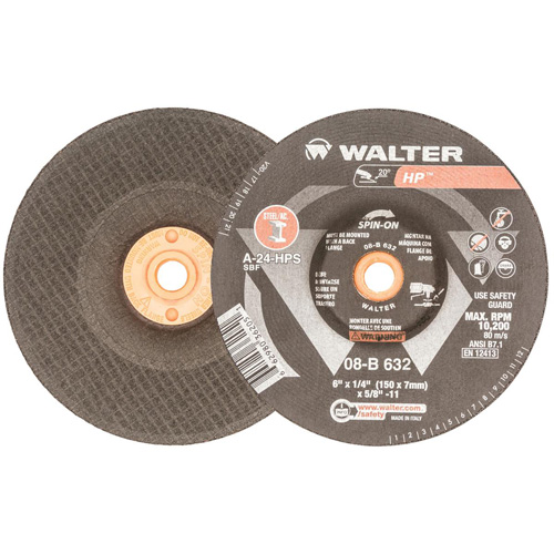 Disque de meulage et tronçonnage HP, 6" x 1/8", Arbre 5/8"-11, Oxyde d'aluminium, Type 27 Duraquip Inc