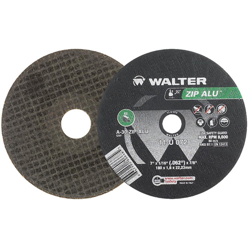 Zip Alu Cut-Off Wheel, 7" x 3/64", 7/8" Arbor, Type 1, Aluminum Oxide, 8600 RPM Duraquip Inc