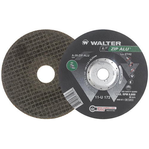 Zip Alu Cut-Off Wheel, 7" x 1/16", 7/8" Arbor, Type 27, Aluminum Oxide, 8600 RPM Duraquip Inc