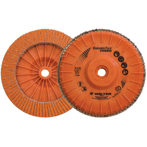 Disque &agrave; lamelles Turbo Enduro-Flex, 6" x 5/8"-11, Type 27S, Grain 36/60, C&eacute;ramique Duraquip Inc