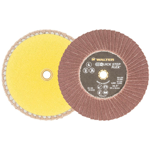 QUICK-STEP FLEX Flap Disc, 5" x Type 29, 120 Grit, Aluminum Oxide Duraquip Inc