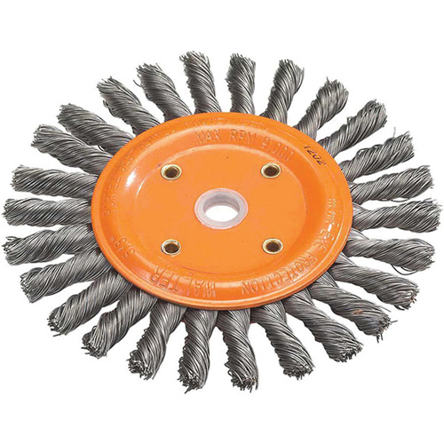 Knot-Twisted Wire Bench Wheel, 6" Dia., 0.0118" Fill, 5/8" Arbor, Steel Duraquip Inc