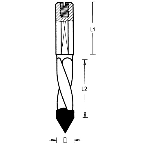 Through-Hole Carbide Tipped Drill, 5 mm Diameter Duraquip Inc