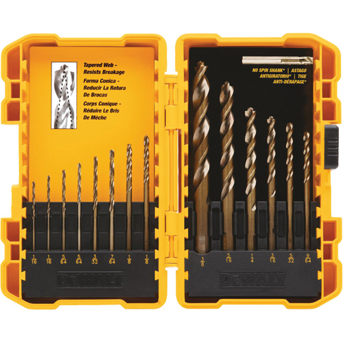 Pilot Point&reg; Drill Bit Set, 14 Pieces, High Speed Steel Duraquip Inc