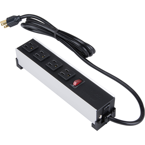 Indoor Brushed Aluminum Power Bar, 4 Outlet(s), 6' Duraquip Inc