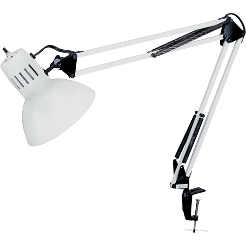 Lampes de bureau &agrave; pince - Bras flexible, 100 W, Incandescente, Pinces serre-joints, Col 36", Blanc Duraquip Inc