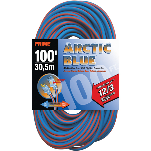 Arctic Blue TPE-Rubber Locking Extension Cord, All-Weather, SJEOW, 12/3 AWG, 15 A, 100' Duraquip Inc