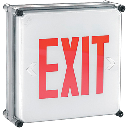 Enseignes Exit Aqua NEMA 4x, DEL, &agrave; raccordement fixe, 11-3/4" lo x 11-3/4" la, Anglais Duraquip Inc