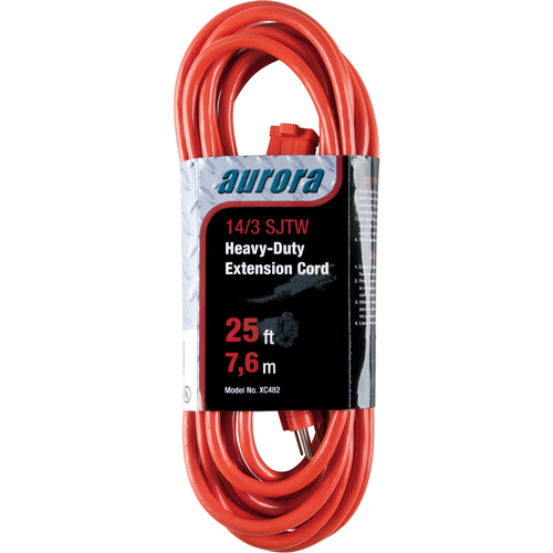 Cordon rallonge en vinyle, Ext&eacute;rieur, SJTW, AWG 14/3, 15 A, 25' Duraquip Inc