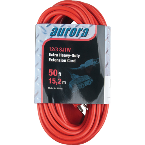 Vinyl Extension Cord, Outdoor, SJTW, 12/3 AWG, 15 A, 3 Outlet(s), 50' Duraquip Inc