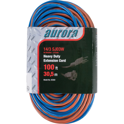 TPE-Rubber Extension Cord With Light Indicator, All-Weather, SJEOW, 14/3 AWG, 13 A, 100' Duraquip Inc