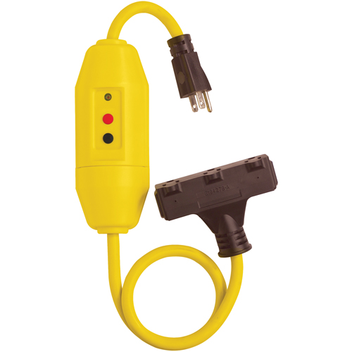 Cordons &agrave; trois prises avec disjoncteur de fuite &agrave; la terre, 120 V, 15 A, Cordon de 2' Duraquip Inc