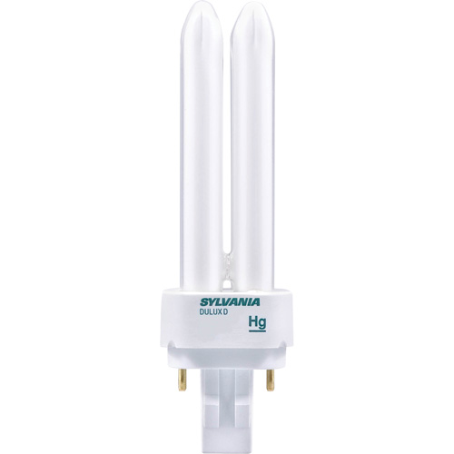 Dulux&reg; D Preheat Double-Tube Compact Fluorescent Lamp, D (T4), 26 W, 4100 K, G24Q-3 Base, 10000 hrs. Duraquip Inc
