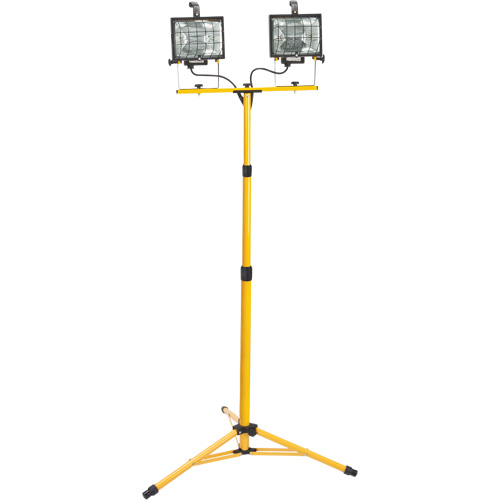 Twin-Head Work Light, Halogen, 500 W, 16000 Lumens, Steel Housing Duraquip Inc