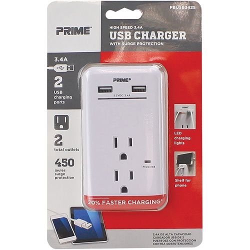 Chargeur USB Prime avec protection contre la surtension Duraquip Inc