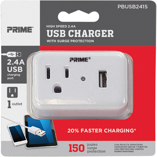 Chargeur USB Prime avec protection contre la surtension Duraquip Inc