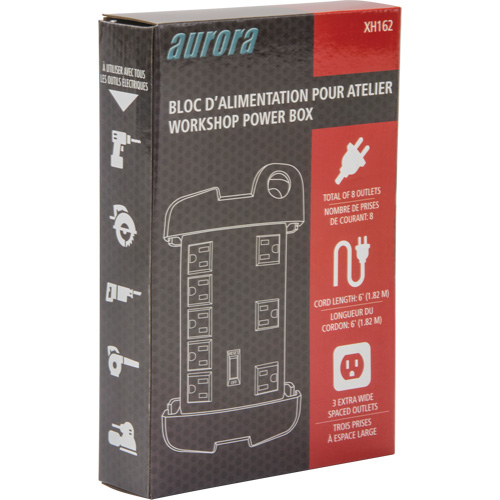 Workshop Surge Protector Power Strip, 8 Outlets, 1350 J, 1875 W, 6' Cord Duraquip Inc