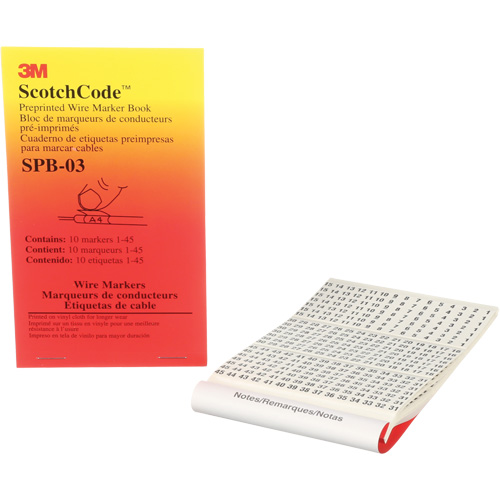 Livret d'&eacute;tiquettes pour le marquage de fils pr&eacute;imprim&eacute;es ScotchCode Duraquip Inc