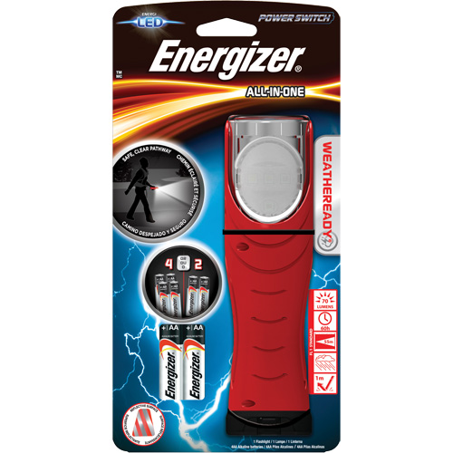 Weatheready&reg; All-in-One Light, LED, AA Batteries, Aluminum/Plastic/Polymer/Rubber Duraquip Inc