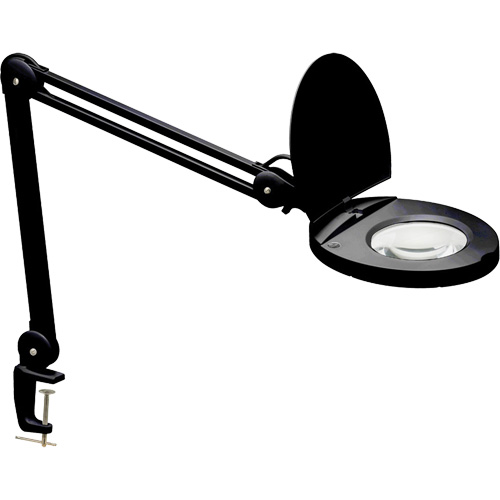 Adjustable Magnifier Lamp, 5 Diopter, LED Light, 47" Arm, C-Clamp, Black Duraquip Inc
