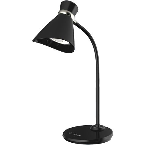 Lampe de bureau, 6 W, DEL, Col 16", Noir Duraquip Inc