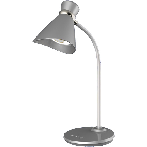 Lampe de bureau, 6 W, DEL, Col 16", Argent Duraquip Inc