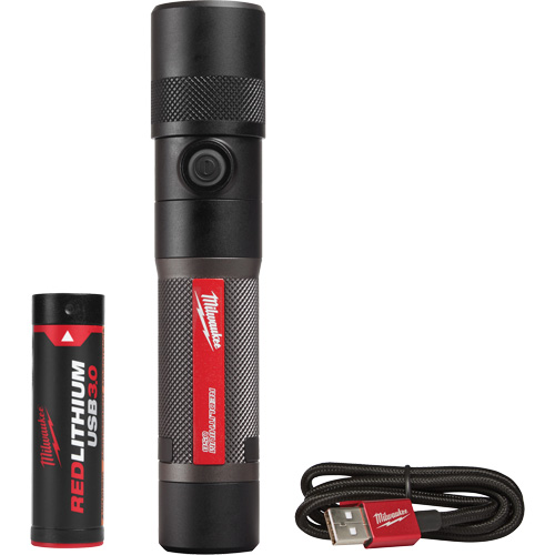 Lampe de poche 1100L &agrave; mise au point par torsion, DEL, 1100 lumens, Piles Rechargeable Duraquip Inc
