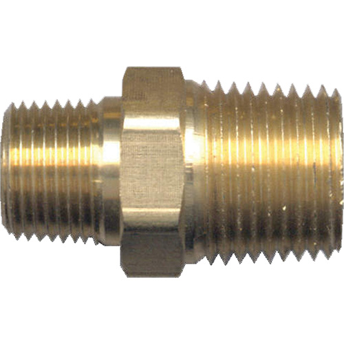 Reducing Hex Nipple, Brass, 1/2" x 3/8", NPT x NPT Duraquip Inc