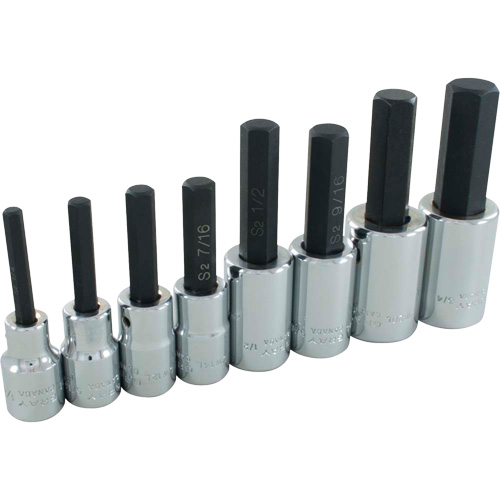 Hex Head SAE Socket Set, Hex, 1/2" Drive, 8 Pcs Duraquip Inc