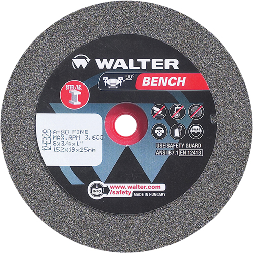 Bench Grinding Wheel, 6" x 3/4", 1" Arbor, 1 Duraquip Inc