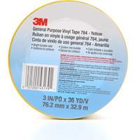 Ruban en vinyle pour travaux g&eacute;n&eacute;raux 764, 76 mm (3") la x 32,9 m (108') lo, 5 mils, Jaune Duraquip Inc