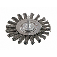 Brosses rotatives &agrave; fils nou&eacute;s - Brosse rotative &agrave; fils nou&eacute;s a/queue 1/4", fils nou&eacute;s standards, Dia. 3", Fils 0,014", Acier Duraquip Inc