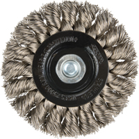 Brosses rotatives &agrave; fils nou&eacute;s - Brosse rotative &agrave; fils nou&eacute;s a/queue 1/4", Fils nou&eacute;s standards, Dia. 3", Fils 0,014", Acier inoxydable Duraquip Inc