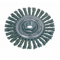 Brosse rotative &agrave; fils nou&eacute;s pour petites meuleuses haute vitesse, pour passe de fond, Dia. 4", Fils 0,02", Arbre 5/8"-11, Acier Duraquip Inc