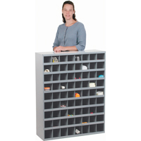 Steel Storage Bin Cabinet, 33-3/4" W x 12" D x 42" H, Grey Duraquip Inc
